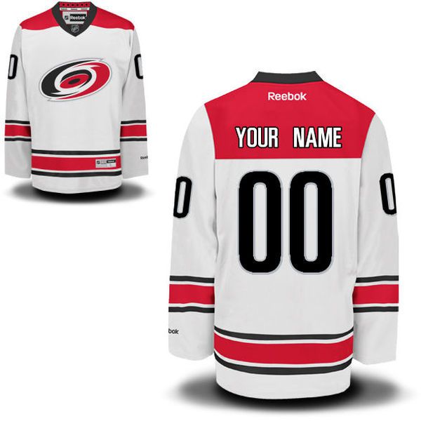 Reebok Carolina Hurricanes Men Premier New Away Custom NHL Jersey - White->customized nhl jersey->Custom Jersey